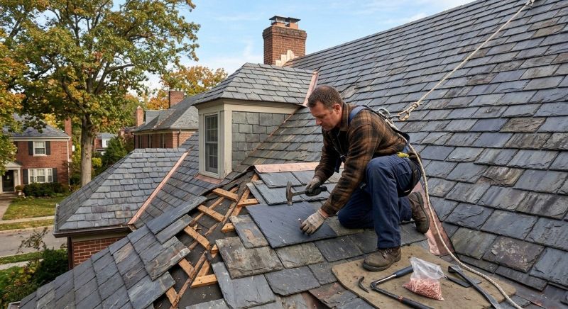 Slate Roof Repair in Rising Sun, IN