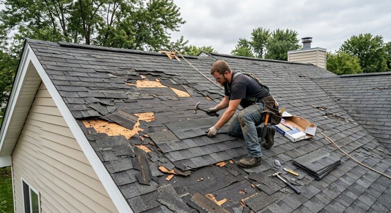Storm Damage Roof Repair in Rising Sun, IN